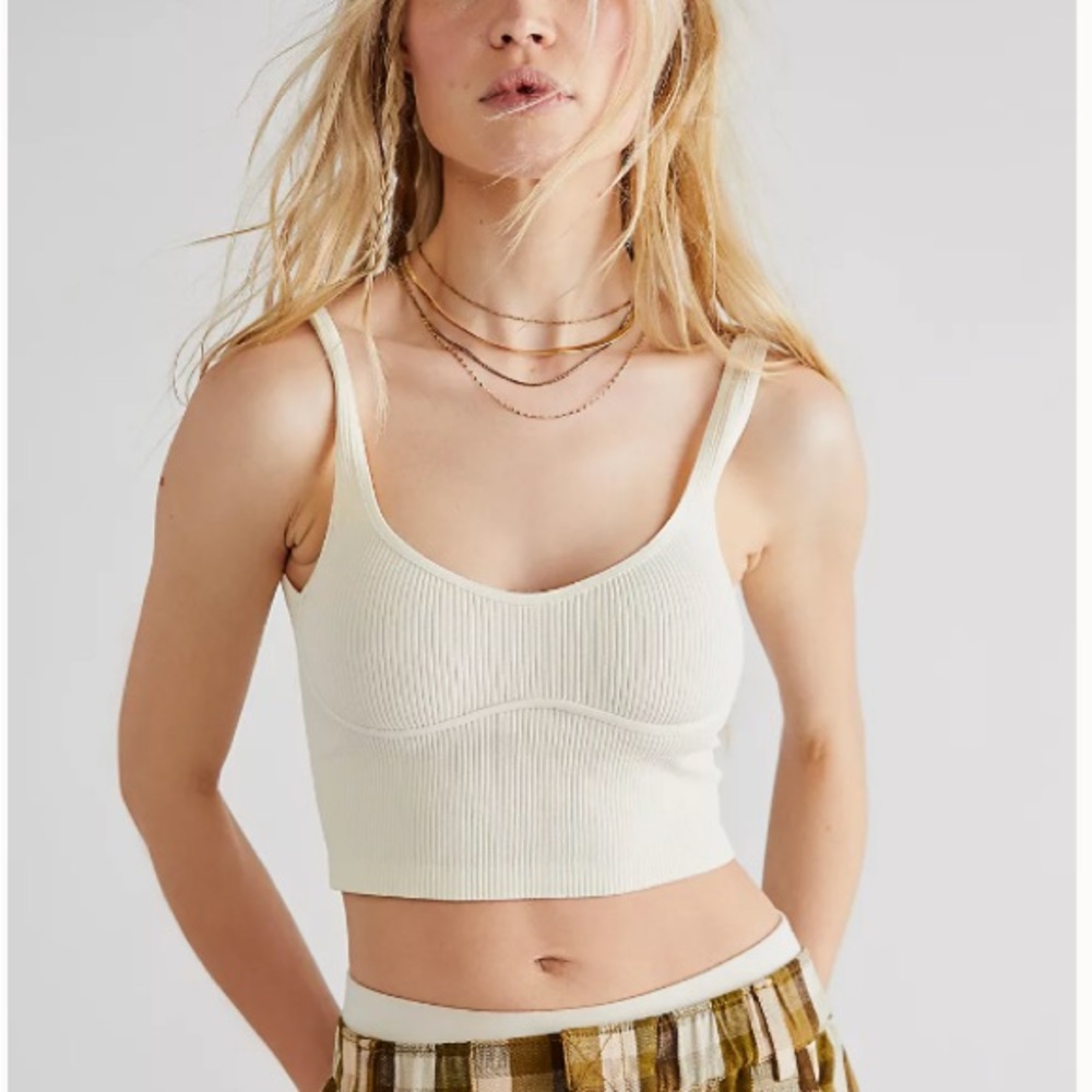 Free People Meg Seamless Crop Top White